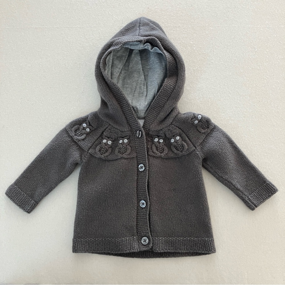 60cm Hanna Andersson Knit Hooded Owl Cardigan